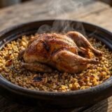 طاجن الملك فاروق (حمامة مستوية مع الفريك في طاجن فرن)